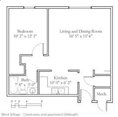 The West Village - 1BR End Apartment floorplan image