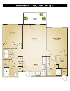 The Lakeside Suites - 2BR 2B floorplan image