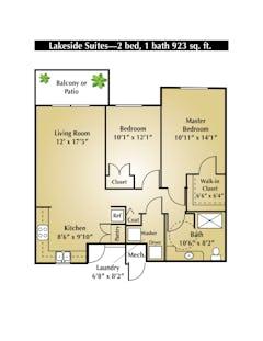 The Lakeside - 2BR 1B floorplan image