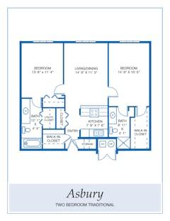 The Asbury 2BR 2B floorplan image
