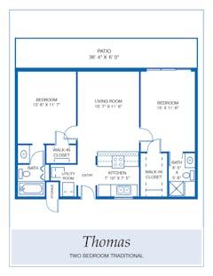 The Thomas 2BR 2B floorplan image