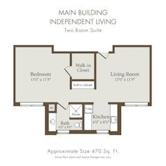 2BR Suite 1B floorplan image