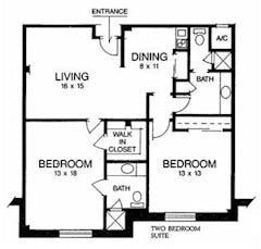 2BR 2B Suite floorplan image