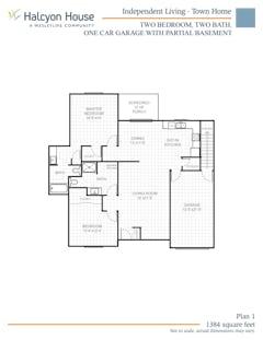 The Town Home 2BR 2B- 1384 sq ft floorplan image