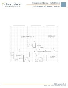 The Large 1BR Deluxe floorplan image
