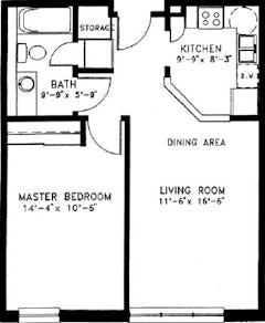 1BR 1B floorplan image