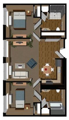 The Villas 2BR 2B floorplan image