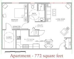 1BR 1B- 772 sq ft floorplan image