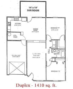 2BR 1B- 1410 sq ft floorplan image
