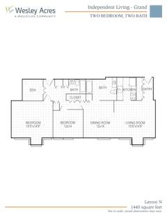 The Grand 2BR 2B with Den  1440 sq ft floorplan image