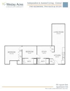 The Central 2BR 2B  931 sq ft floorplan image
