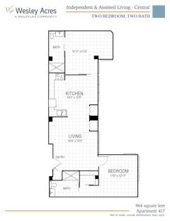 The Central 2BR 2B  964 sq ft floorplan image
