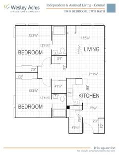 The Central 2BR 2B  1154 sq ft floorplan image