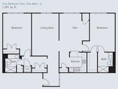 2 Bedrooms with 2 Baths floorplan image