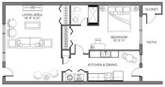 1 Bed Deluxe Garden floorplan image