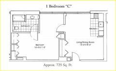1BR 1B  C floorplan image
