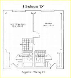 1BR 1B  D floorplan image