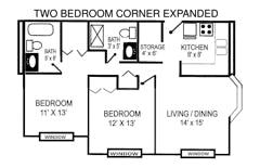The Corner Expanded 2BR 2B floorplan image