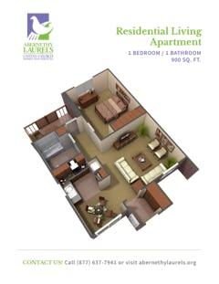 The Residential 1BR 1B floorplan image
