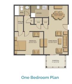 The White Oak Village (1BR) floorplan image