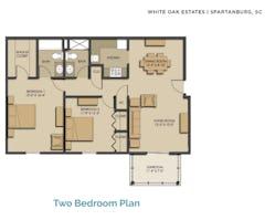 The White Oak Estates (2BR) floorplan image