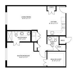 The One Bedroom Apartment (897 sqft) floorplan image