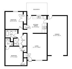 The Two Bedroom Duplex (833 sqft) floorplan image