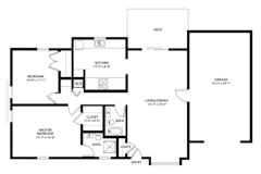 The Two Bedroom House (998 sqft) floorplan image