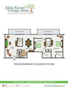 The Two Bedroom with Country Kitchen floorplan image