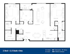 2BR with 2 and a Half Bath floorplan image