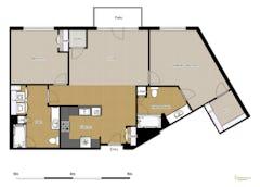 The Two Bedroom Two Bath Deluxe at Courtyard Residence floorplan image