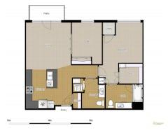 The One Bedroom One Bath Deluxe at Courtyard Residence floorplan image
