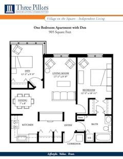 The Village on the Square (1BR with Den) floorplan image