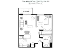 The 1BR Apartment (557 sqft) floorplan image