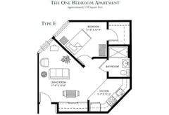 The 1BR Apartment (578 sqft) floorplan image