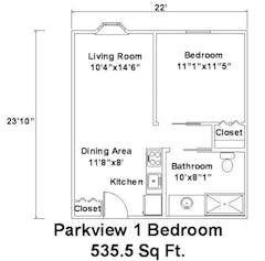 The Parkview (1BR) floorplan image