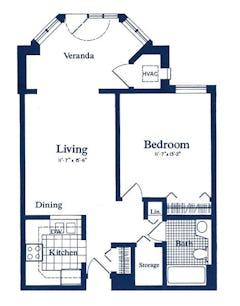 The One Bedroom Traditional floorplan image