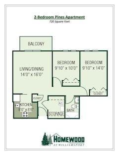 The 2 Bedroom Pines Apartment floorplan image