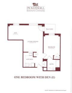 One Bedroom with Den (E) floorplan image