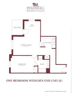 One Bedroom with Den End Unit (F) floorplan image
