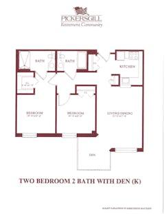 Two Bedroom 2 Bath with Den (K) floorplan image