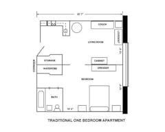 Traditional 1BR Apt floorplan image