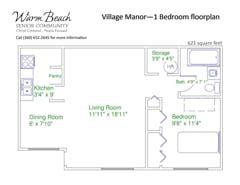 1BR 1B Village Manor floorplan image