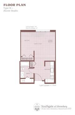 The Type B- Alcove Studio  floorplan image