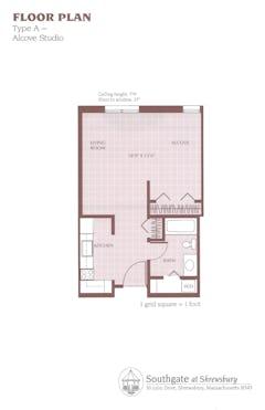 The Type A- Alcove Studio  floorplan image