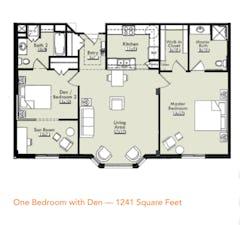 The 1BR with Den (1241 sqft) at The Peaks floorplan image