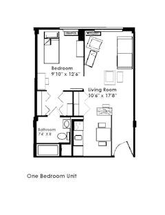 One Bedroom at Baunta Apartments floorplan image