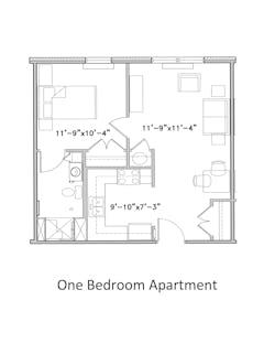 One Bedroom at Forest View Apartments floorplan image
