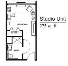 The Studio (275 sqft) floorplan image