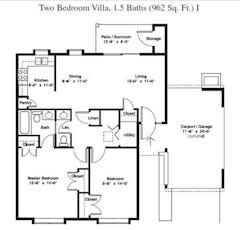 The Villa (2 Bed 1.5 Bath) floorplan image